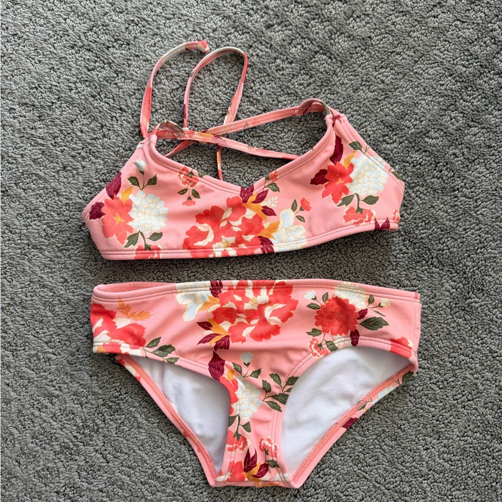 Girls Billabong Pink Floral Kids Bikini Set